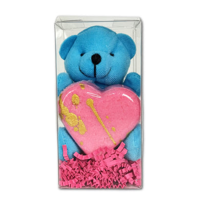 Gift Set With Heart Bath Bombs and Bear Plush Valentines Day - Oily BlendsGift Set With Heart Bath Bombs and Bear Plush Valentines Day